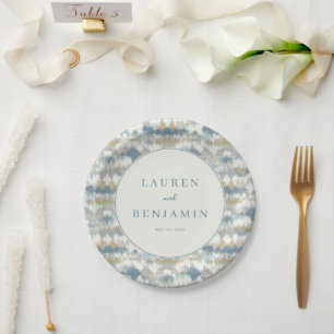 Elegant Blue Geometric Paper Plate