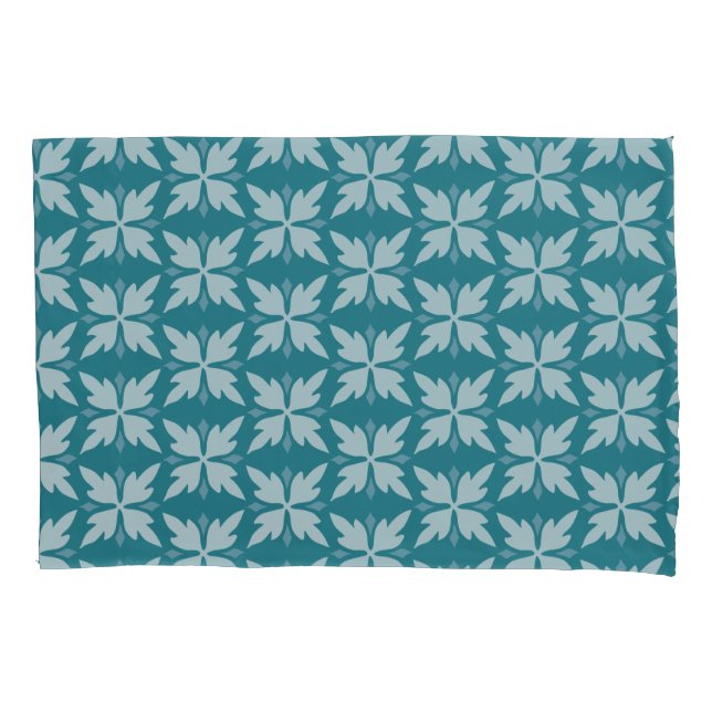 Elegant Blue Geometric Pattern Pillowcase (Front-Left)
