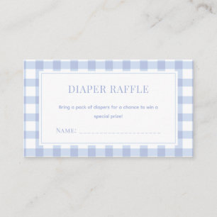 Elegant Blue Gingham Boy Baby Shower Diaper Raffle Enclosure Card