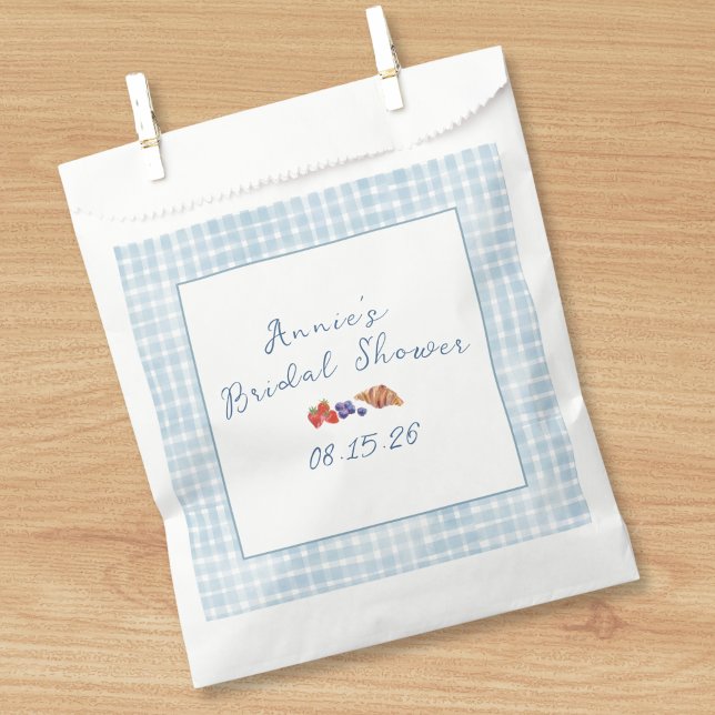 Elegant Blue Gingham Summer Brunch Bridal Shower Favour Bags (Creator Uploaded)