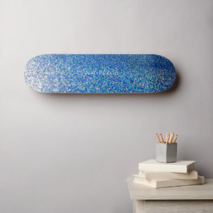 Elegant blue Glitter Custom Name Skateboard