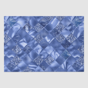 Elegant Blue  Glitter Diamond Lattice Pattern Tissue Paper