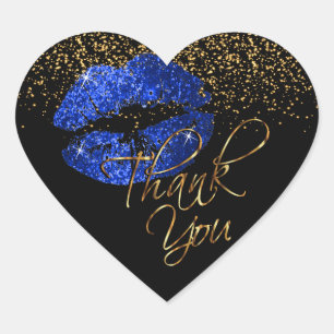 Elegant Blue Glitter Lipcolor - Thank You Heart Sticker