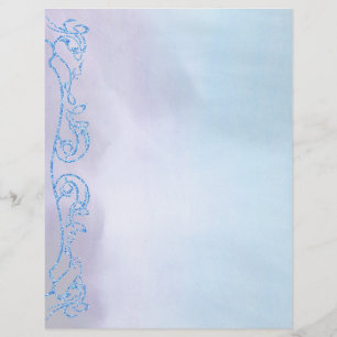 Elegant Blue Glitter Look Sparkle Scrolls Swirls