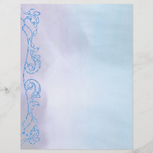 Elegant Blue | Glitter Look Sparkle Scrolls Swirls (Front)
