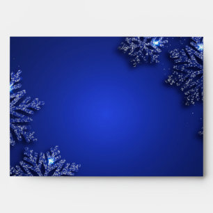 Elegant Blue Glitter Snowflakes Blue Envelope