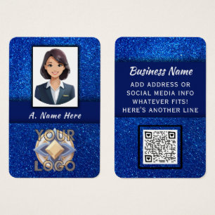 Elegant Blue Glitter Wedding Pros Event Staff Logo