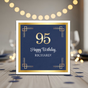 Elegant Blue Gold 95th Birthday Party Napkin