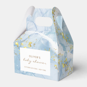 Elegant Blue Gold Agate Boy Baby Shower Favour Box