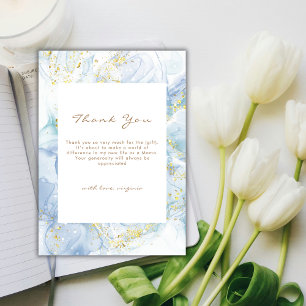 Elegant Blue Gold Agate Boy Baby Shower  Thank You Card