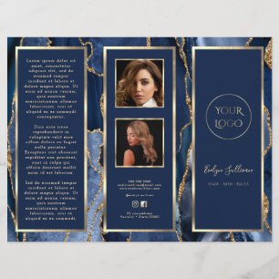 Elegant Blue Gold Agate Brochure