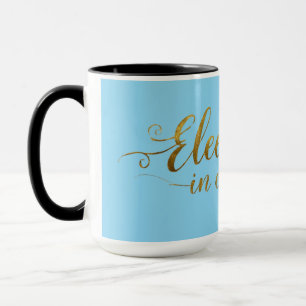 Elegant Blue & Gold Calligraphy Mug - Stylish Insp