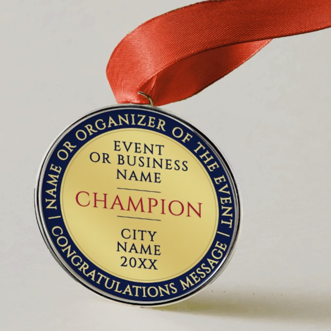 Elegant Blue Gold Champion Medal Business Achieve Metal Tree Decoration (Creator Uploaded)
