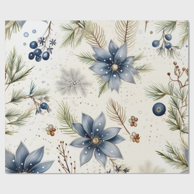Elegant Blue & Gold Christmas  Paper (Flat)