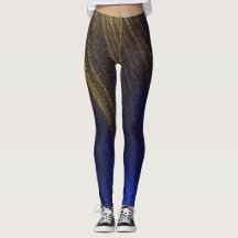 elegant blue gold colours leggings