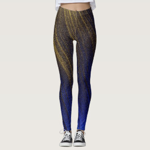 elegant blue gold colours leggings