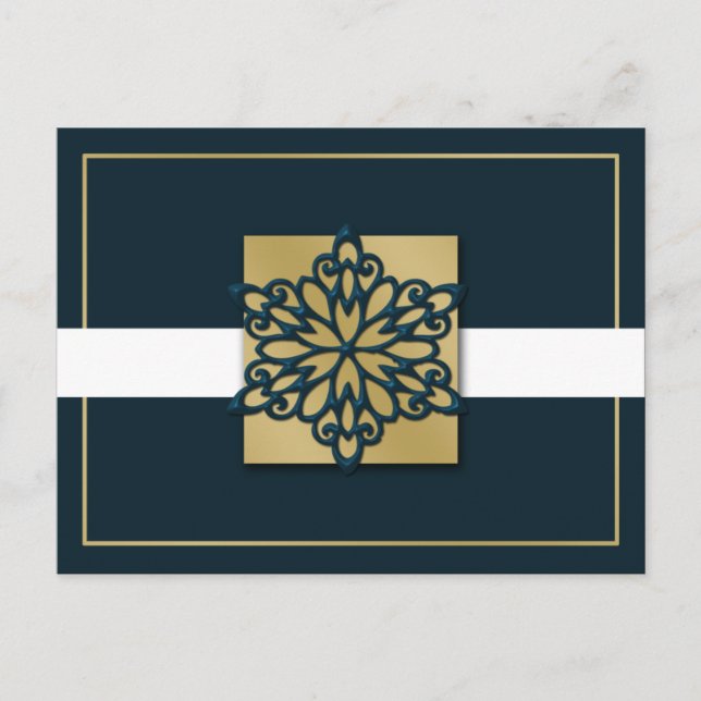 elegant blue gold  Corporate Holiday Greeting s Postcard (Front)