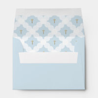 Elegant Blue Gold Cross Circle Pattern Baptism