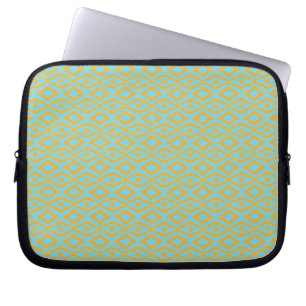 Elegant Blue Gold Diamond Pattern Laptop Sleeve