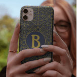 Elegant Blue & Gold Filigree Monogram iPhone 8/7 Case<br><div class="desc">Elegant midnight blue and gold filigree pattern has the look reminiscent of Art Deco / 1920s era. Personalise with centre monogram in gold on blue background.</div>