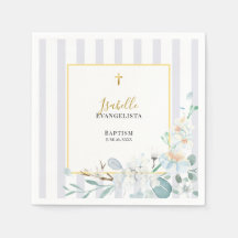 Elegant Blue Gold Floral Baptism