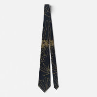 Elegant Blue Gold Flowers Botanical