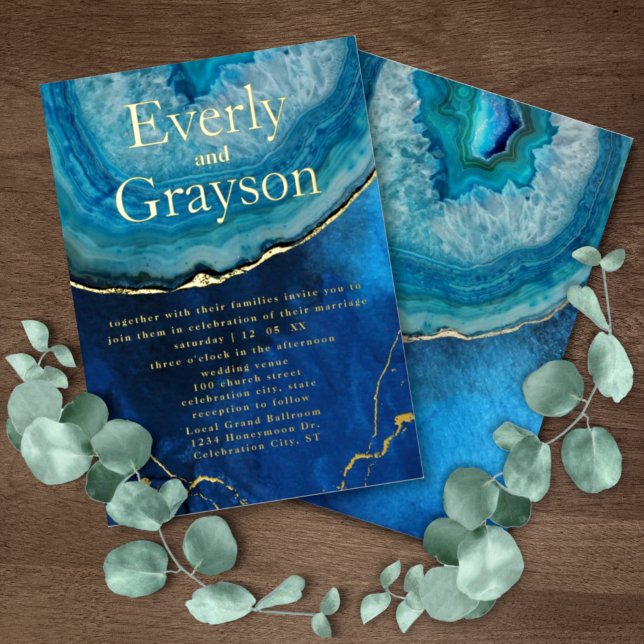 Elegant Blue & Gold Galaxy Agate Wedding    (Creator Uploaded)