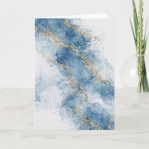 Elegant Blue Gold Glitter Abstract Flow Card