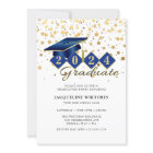 Elegant Blue Gold Graduation Photo Party