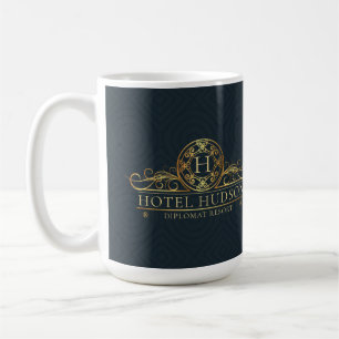 Elegant Blue Gold Hotel Branding Coffee Mug