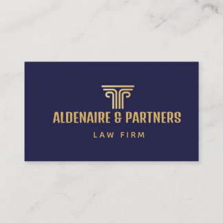 Elegant Blue Gold Law Firm Corporate QR Code Business Card