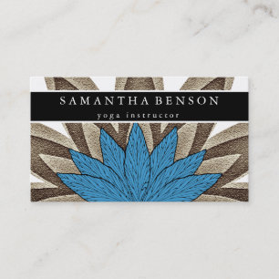 Elegant Blue & Gold Lotus Flower Logo Yoga Business Card