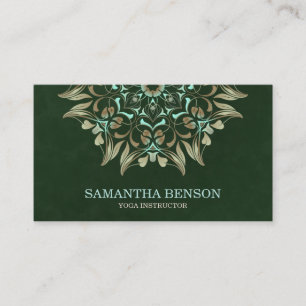 Elegant Blue & Gold Lotus Yoga Instructor Business Card