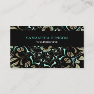 Elegant Blue & Gold Lotus Yoga Instructor Business Card