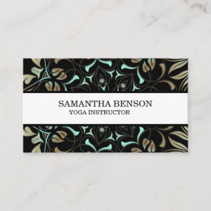 Elegant Blue & Gold Lotus Yoga Instructor Business Card
