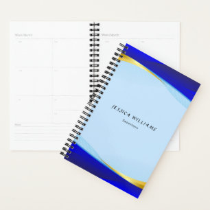 Elegant Blue Gold Luxury Designer Logo Business Planner