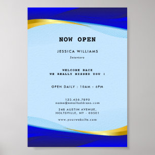 Elegant Blue Gold Luxury Designer Logo Poster