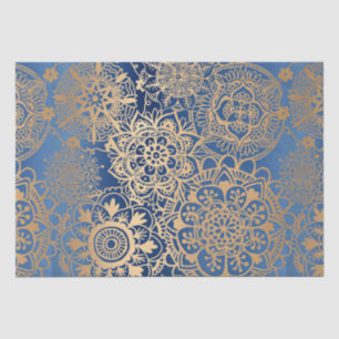 Elegant Blue Gold Mandala Pattern Tissue Paper