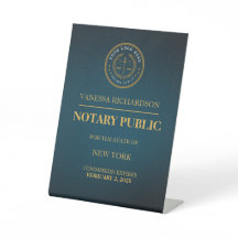 Elegant Blue Gold Notary Public Logo Professional
