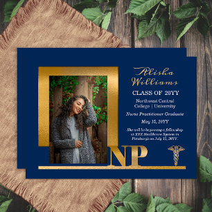 Elegant Blue Gold NP Nurse Practitioner Announcement