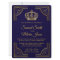 Elegant Blue Gold Ornate Crown Wedding Invitation