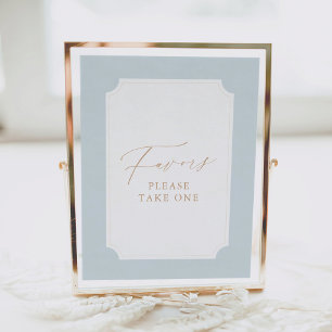 Elegant Blue Gold Script Baptism Favours Sign