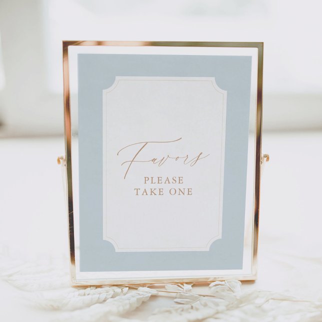Elegant Blue Gold Script Baptism Favours Sign (Creator Uploaded)