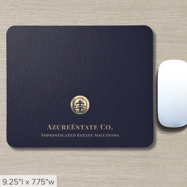 Elegant Blue Gold Seal Logo Mouse Mat (Creator Uploaded)