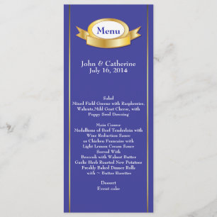 Elegant Blue & Gold Wedding Table Menu