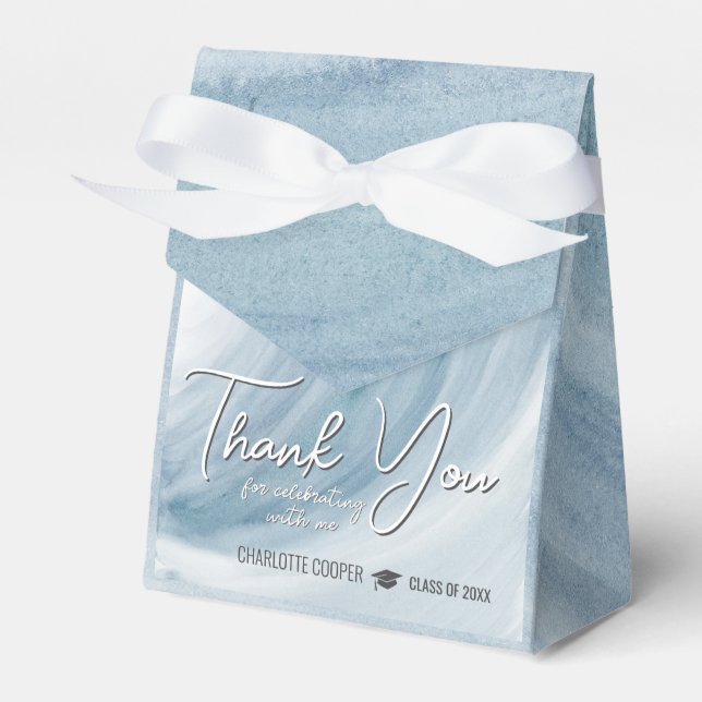 Elegant Blue Graduation Thank You Favour Box (Front Side)