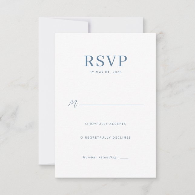 Elegant Blue-Gray RSVP Card (Front)