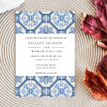 Elegant Blue Greek Tile Wedding Invitation<br><div class="desc">Elegant Blue Greek Tile Wedding invitations for the modern bride and groom.</div>