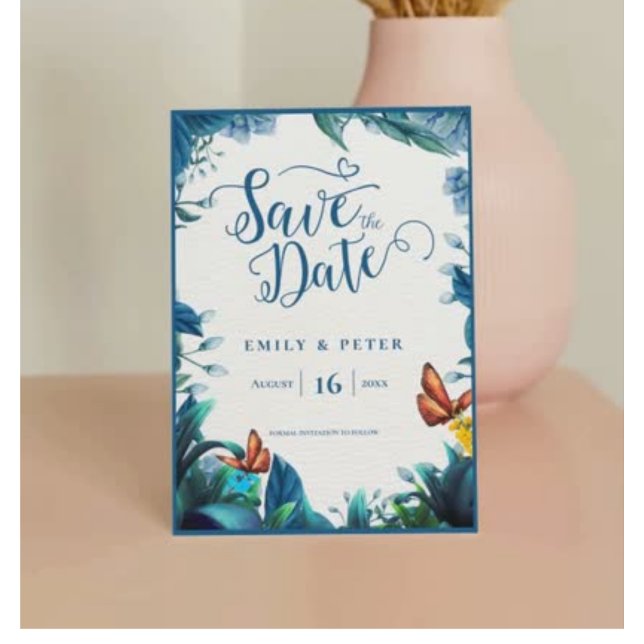 Elegant Blue Green Botanical Butterfly Wedding Save The Date (Elegant Blue Green Botanical Butterfly Wedding Save The Date)