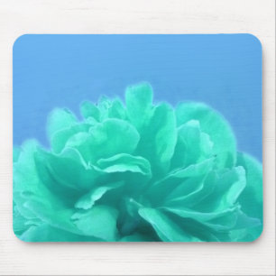 Elegant Blue Green Floral Mouse Mat